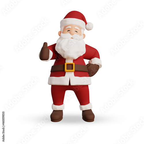 3d render santa character give thumb up