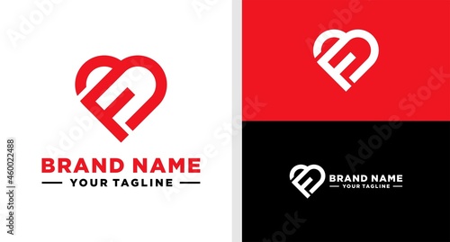 LETTER F LOGO LOVE SHAPE MONOGRAM EDITABLE