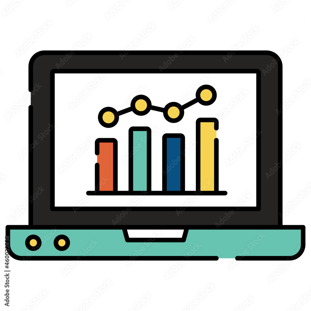 An editable design icon of online statistics An editable design icon of online statistics