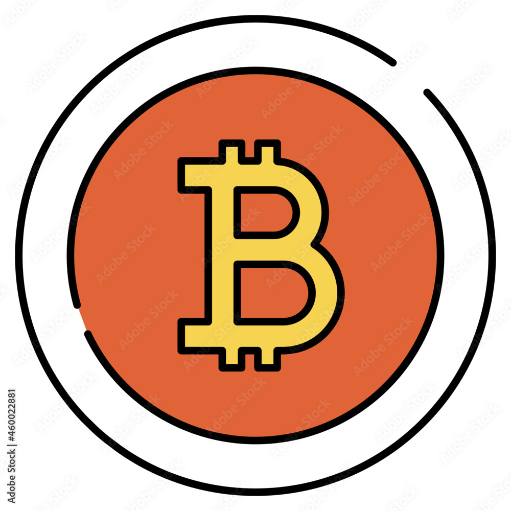 Flat design of bitcoin, digital currency coin icon Flat design of bitcoin, digital currency coin icon