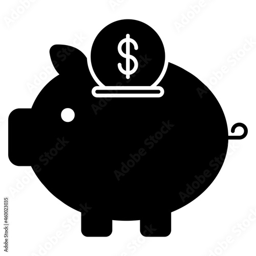 Dollar with penny showcasing piggy bank savings icon