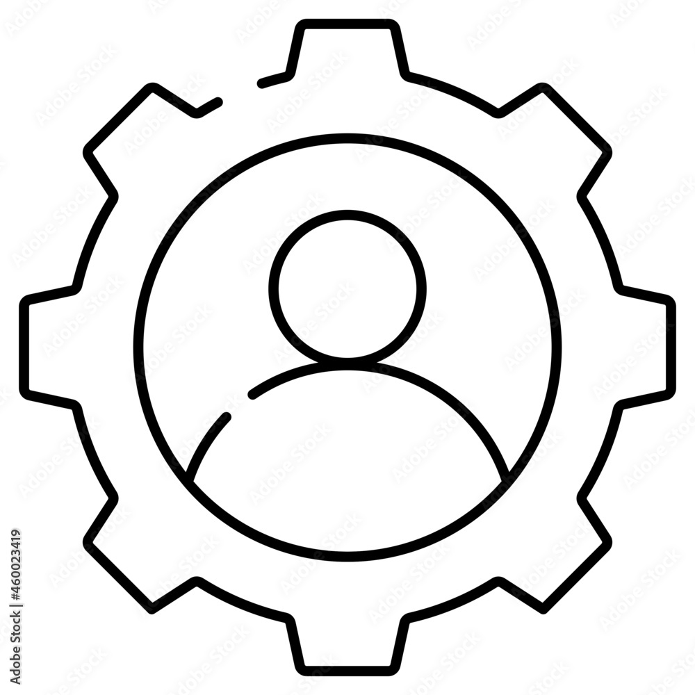 Avatar inside gear, flat design of profile management Avatar inside gear, flat design of profile management