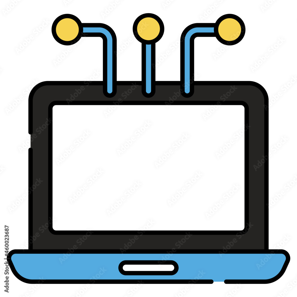 A flat design icon of laptop network A flat design icon of laptop network