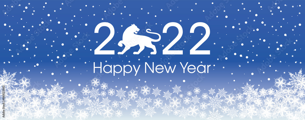 2022 Happy New Year card template. Design patern snowflakes white and blue color.