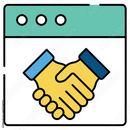 Vector design icon of online handshake