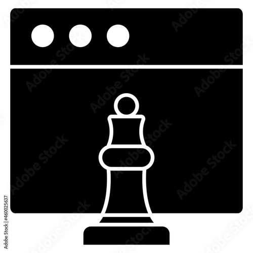 Chess piece on web page, concept of digital strategy