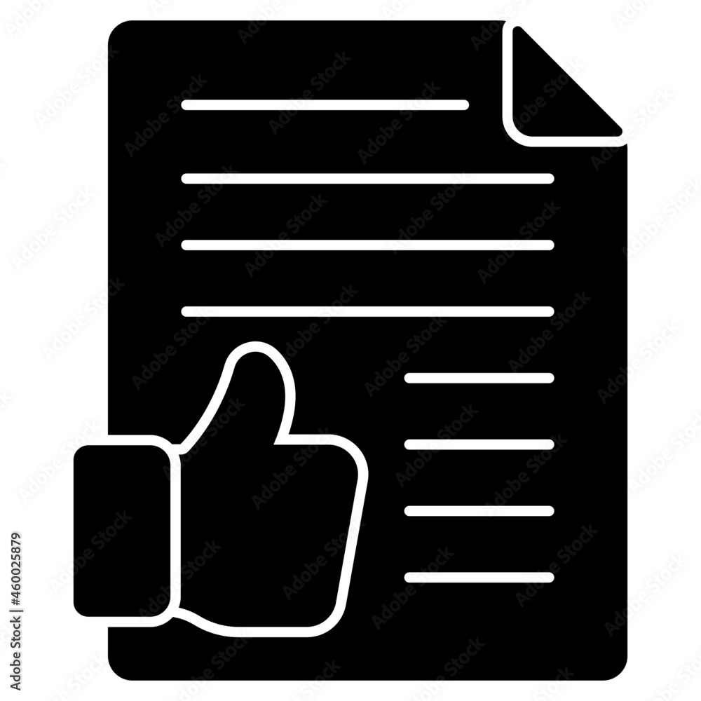 Thumbs up with document denoting concept of feedback paper Thumbs up with document denoting concept of feedback paper