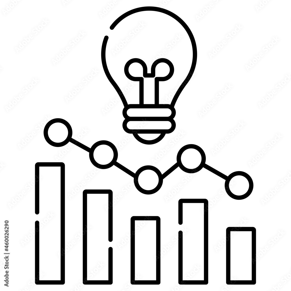 Chart with light bulb depicting graph idea icon Chart with light bulb depicting graph idea icon