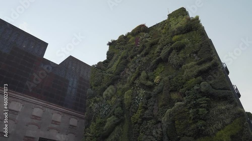 Vertical Living Garden Wall Outside The Caixa Forum Madrid In Spain. Low Angle photo