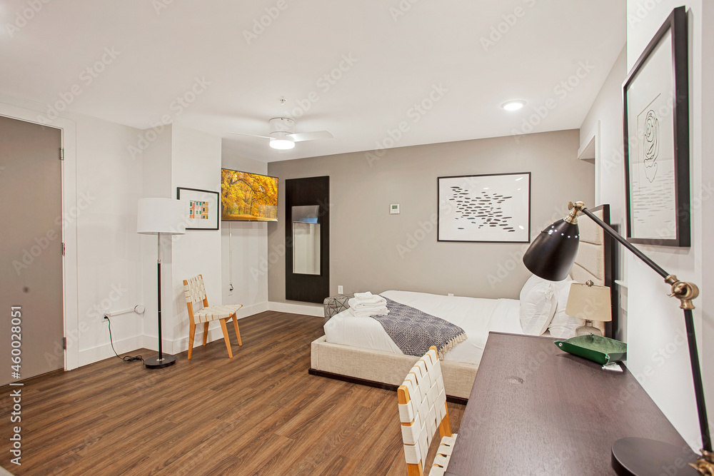 luxury hotel room with neatly made bed