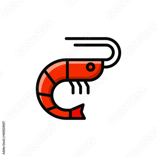 cute shrimp icon illustration vector graphic