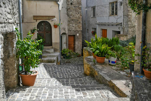 A narrow street in Carpinone, a medieval town of Molise region, Italy. #460028823