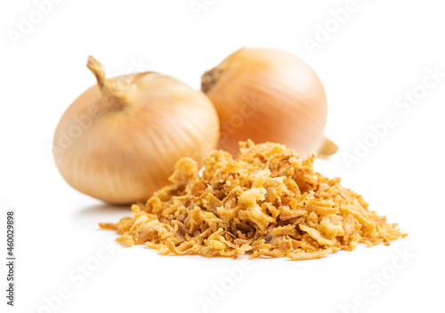 Pieces of fried onions