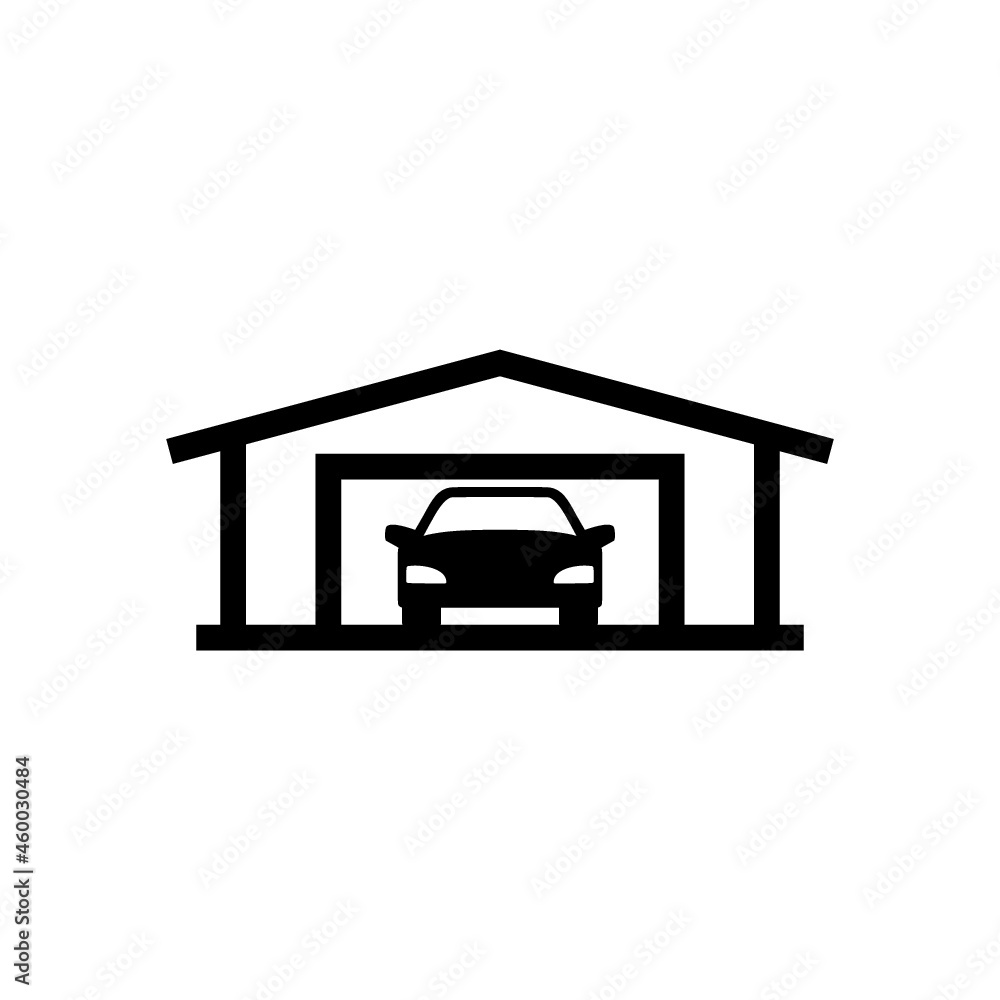 Car in a garage icon isolated on white background Car in a garage icon isolated on white background