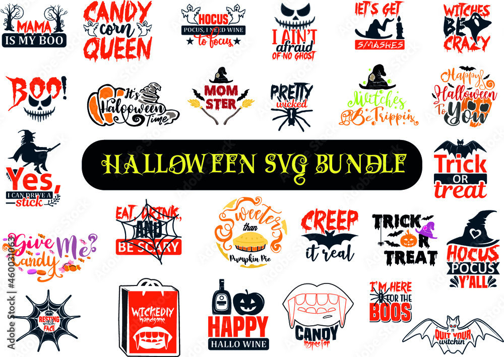 Halloween svg Design Bundle print ready Halloween SVG Quotes t shirt design bundle Scary Creepy Halloween Tee Designs 