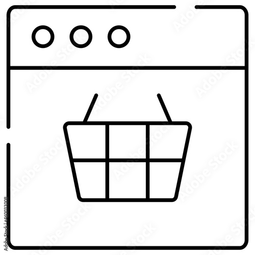 Basket on web page showing concept of web shopping