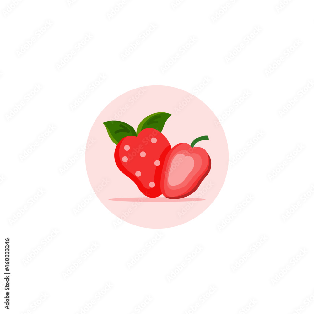 Strawberry icon designed in colorful flat style in fruit illustration theme Strawberry icon designed in colorful flat style in fruit illustration theme