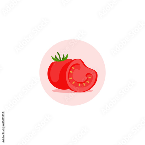 tomato icon designed in color flat style in fruit and vegetable illustration theme