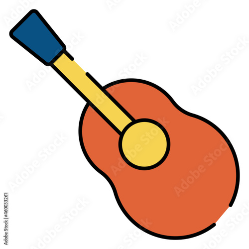 A music equipment icon, flat design of guitar