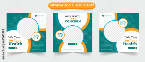 Medical healthcare service social media post template design for hospital doctor clinic and dentist health business marketing ads banner