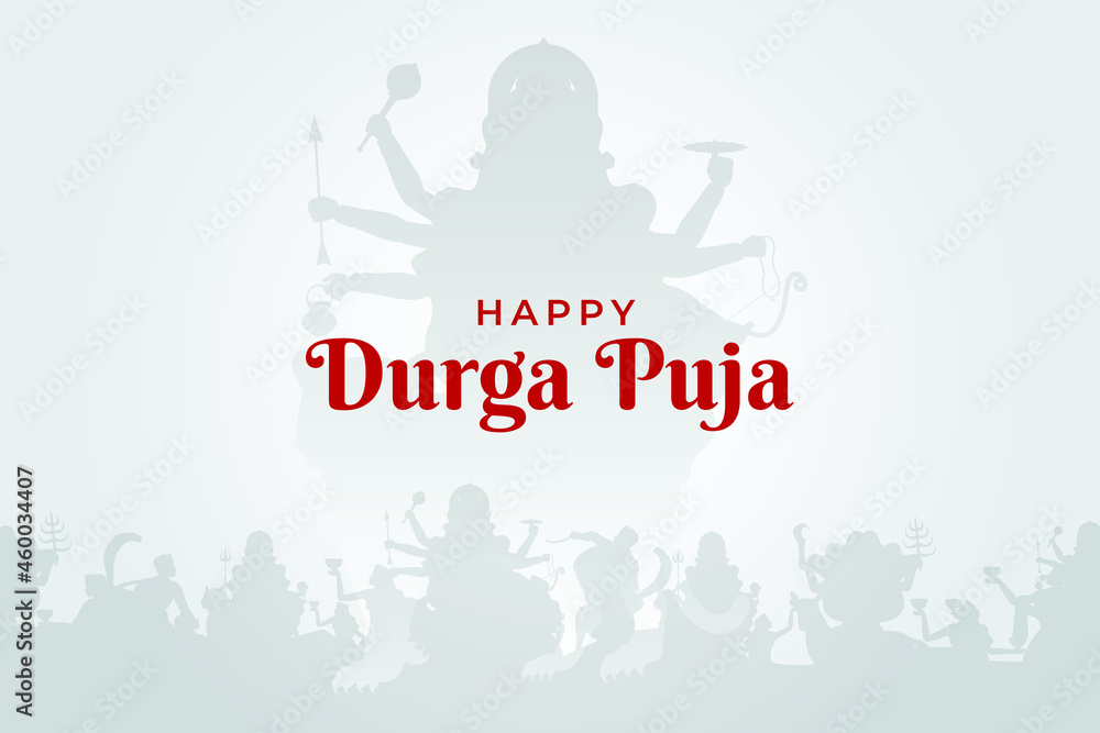 Obraz premium Beautiful illustration of Goddess Durga in Happy Durga Puja Subh Navratri 