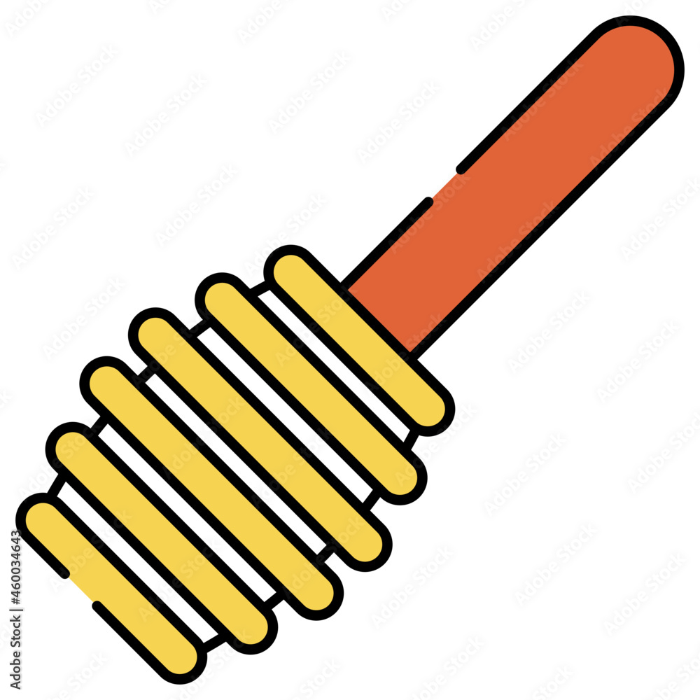 A flat design icon of honey dipper A flat design icon of honey dipper