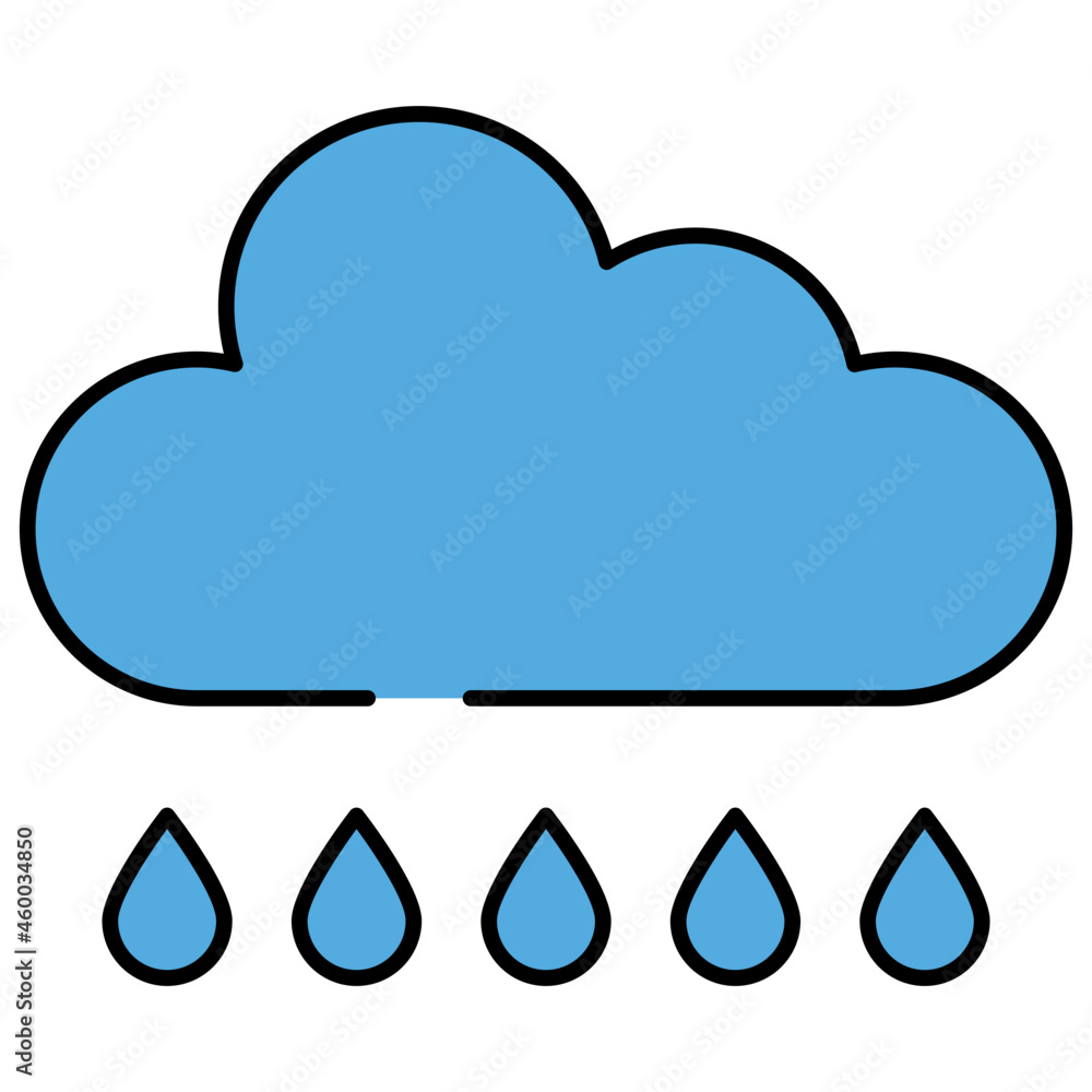 Cloud with raindrops, icon of rainfall Cloud with raindrops, icon of rainfall