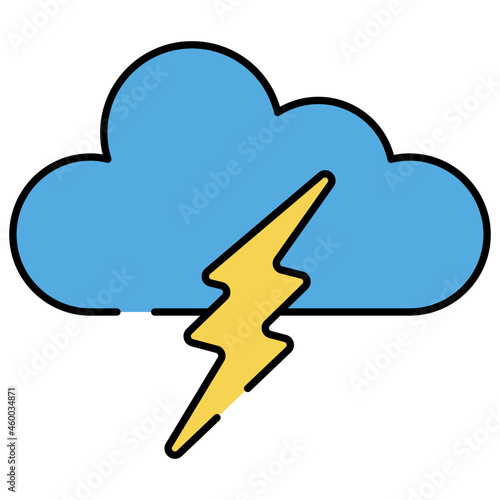 Cloud with bolt, icon of stormy cloud