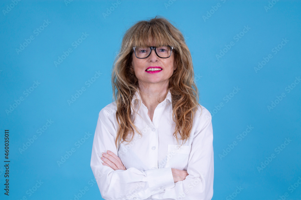 portrait of adult business woman with crossed arms portrait of adult business woman with crossed arms