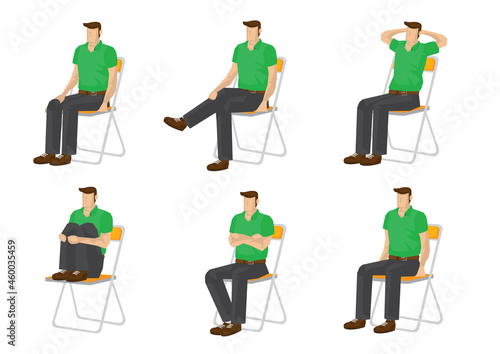 Set of full length man in various sitting positions