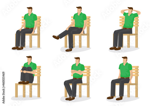Set of full length man in various sitting positions