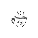 A cup of fresh coffee. coffe icon logo hand line drawing
