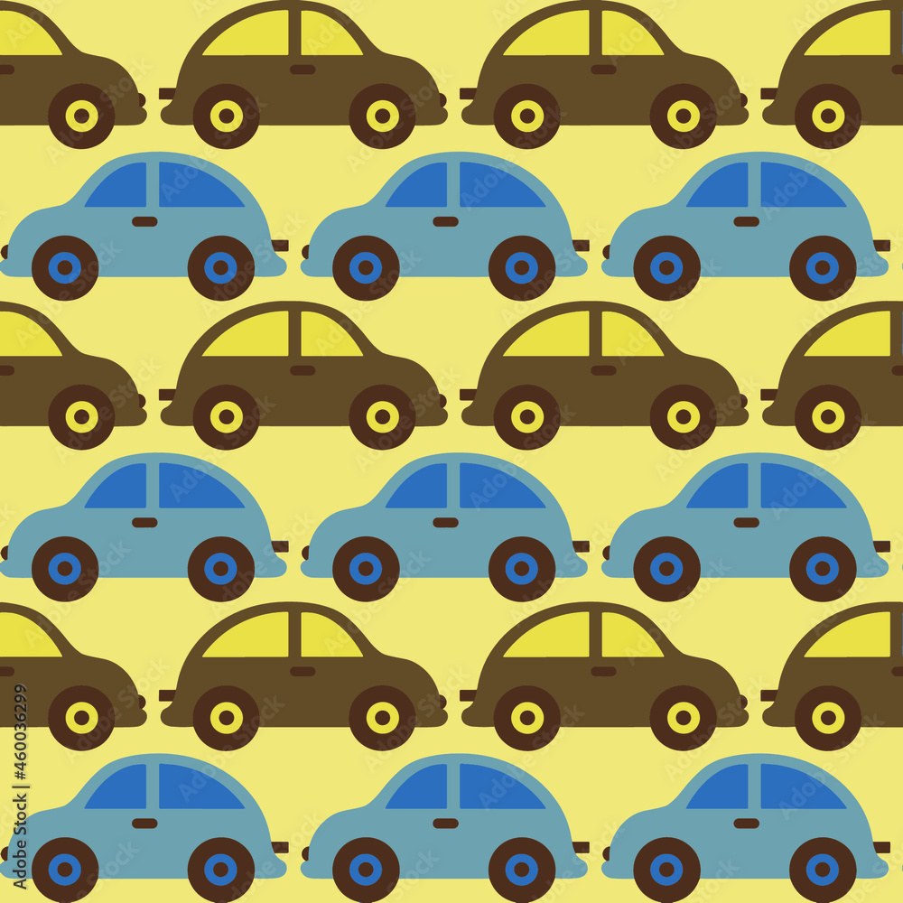 Fototapeta premium Abstract Hand Drawing Toy Cars Seamless Vector Pattern Isolated Background 