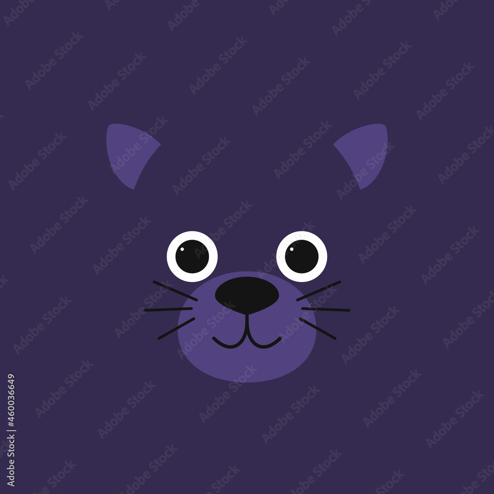 Childish image of a cute little panther. Jungle animal. Cartoon character for kids print design, kids wear, baby shower celebration, greeting, invitation card. Flat vector illustration.
