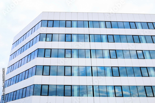 Glass facade of a skyscraper.