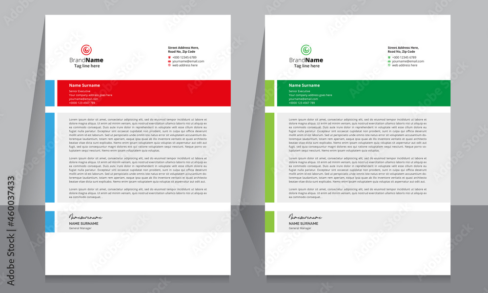 Letterhead format template, business style letterhead design template. Company letterhead template designs. Letterhead,  vector Template.