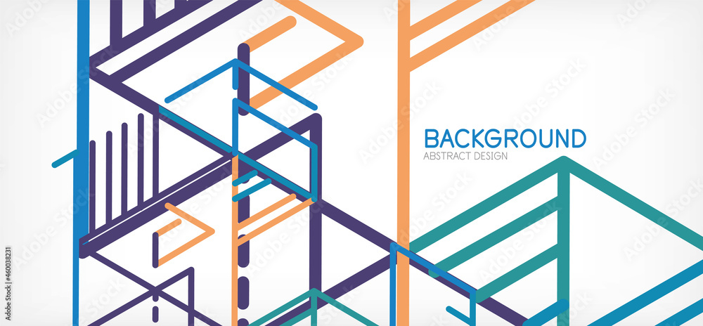 Fototapeta premium Abstract background. Color lines on white background. Linear abstract composition. Techno or business concept for wallpaper, banner, background, landing page