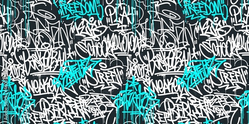 Seamless Abstract Hip Hop Street Art Graffiti Style Urban Calligraphy Vector Illustration Background Art