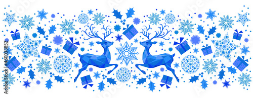 Christmas and Happy New Year blue pattern.