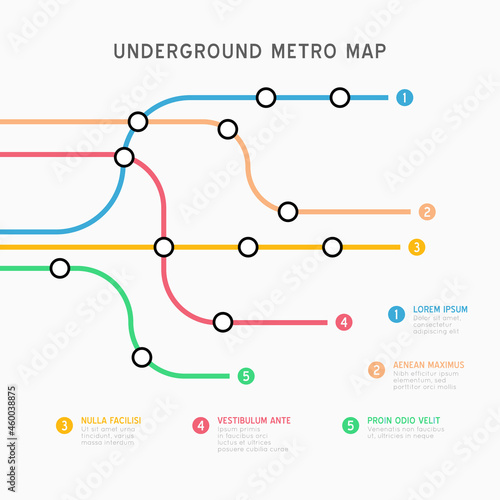 City Subway transportation scheme. Underground connection top view.