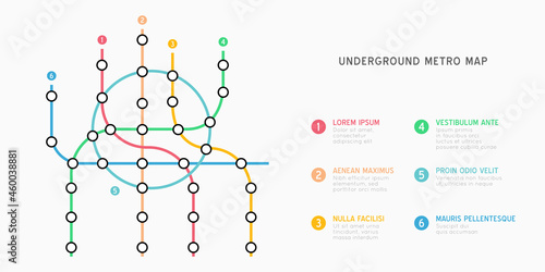City Subway transportation scheme. Underground connection top view.