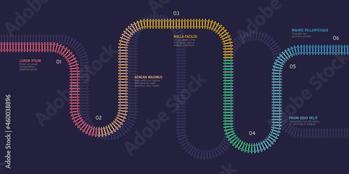  Vector flat style ciry railway scheme. Subway stations map top view photo