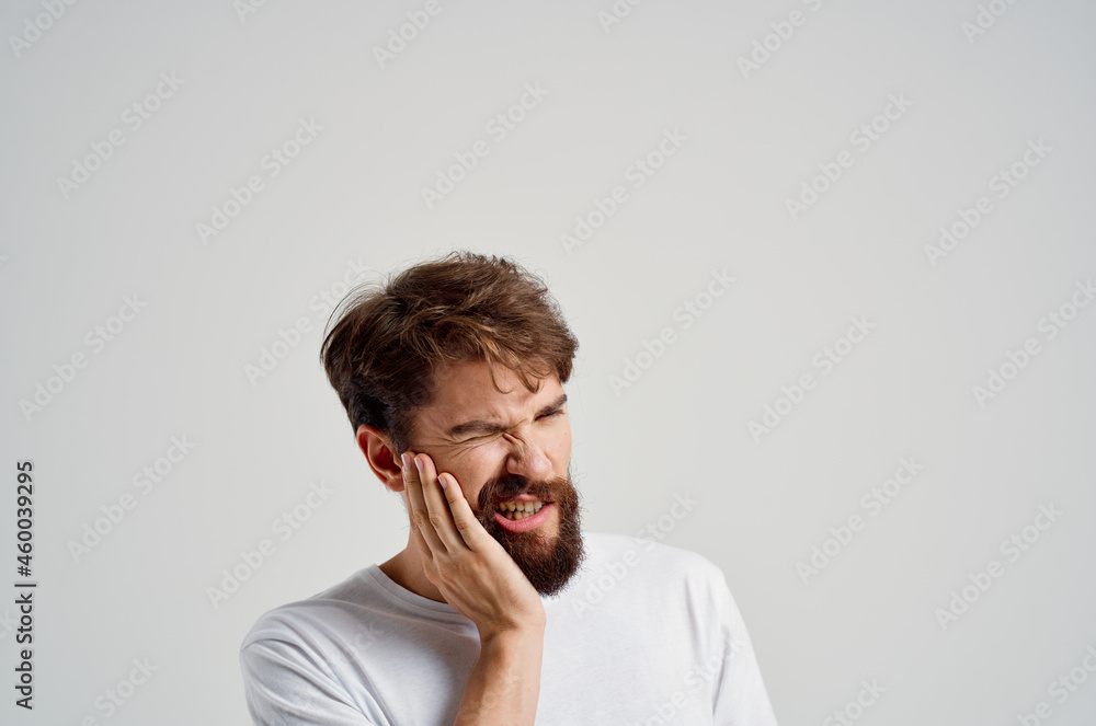 man medicine toothache and health problems isolated background