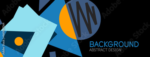 Abstract background. Blocks, lines, triangles, circles composition. Techno or business concept for wallpaper, banner, background, landing page