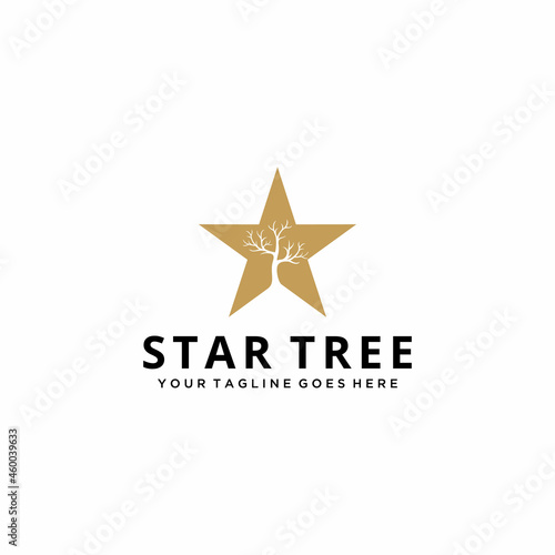 Creative illustration star Tree nature logo design with heart sign vector template