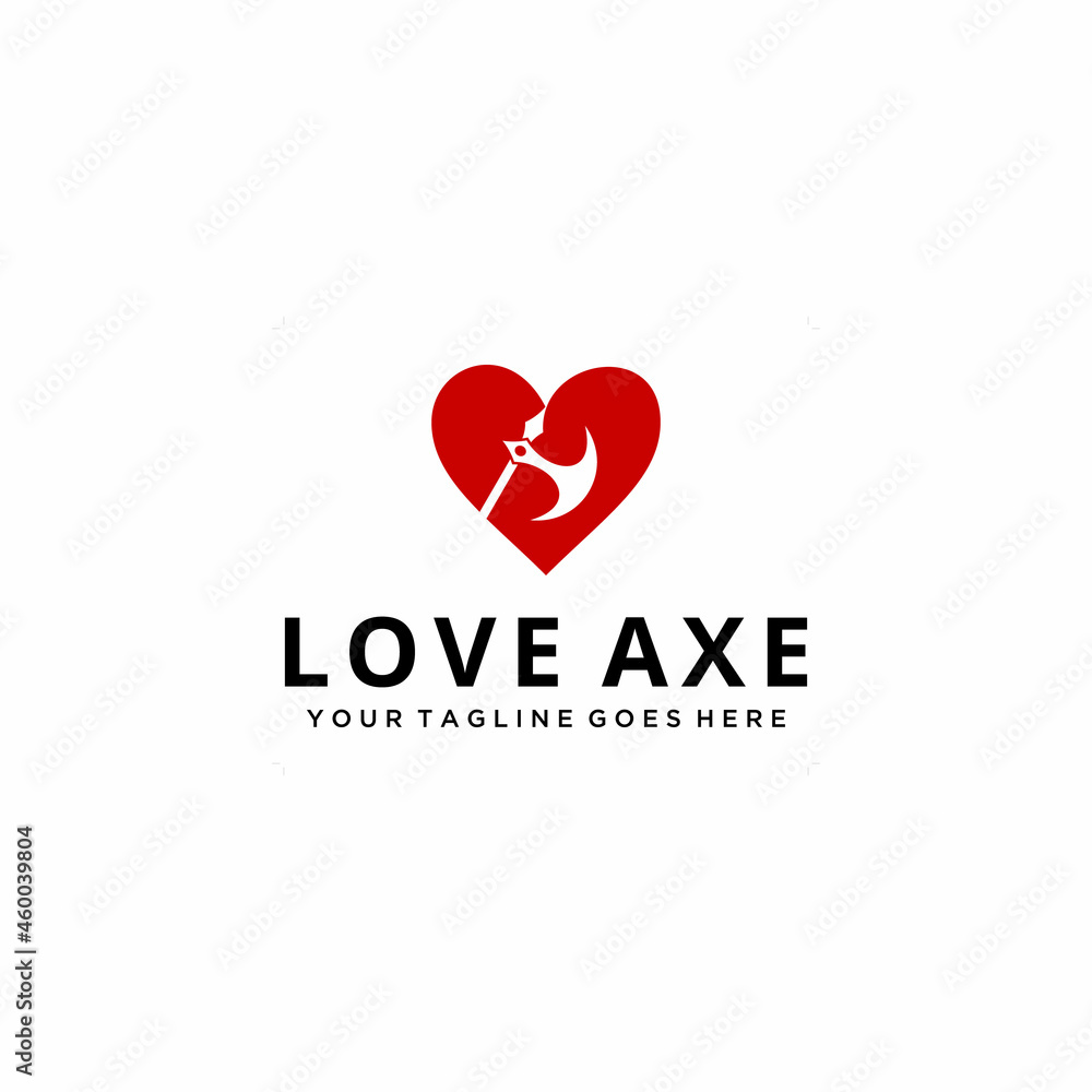 Illustration abstract modern axe cut heart sign logo design template
