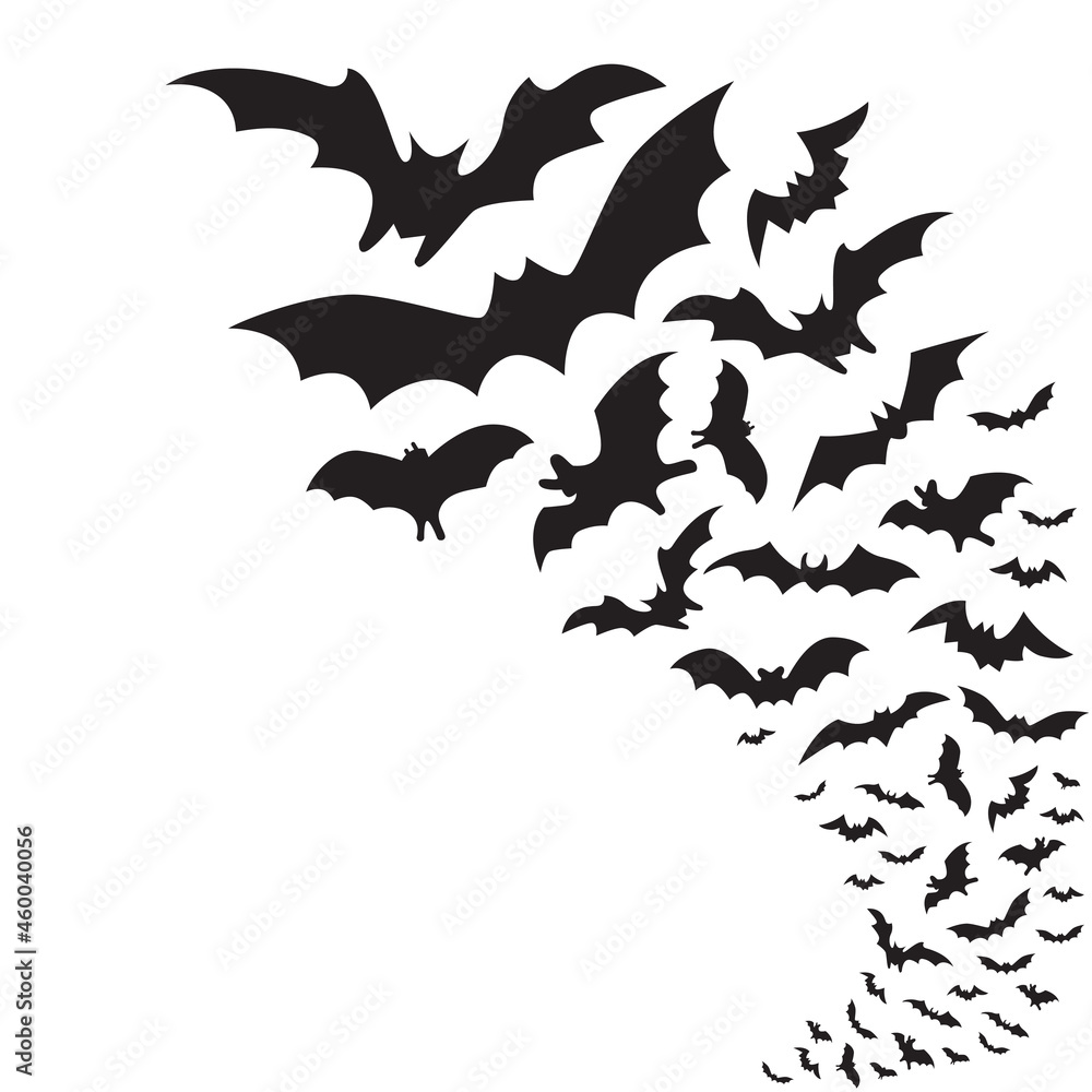 Flying bat group. Flock of bats Flying bat group. Flock of bats