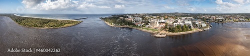 Aerial panoramic view of Port Macquarie in New South Wales, Australia