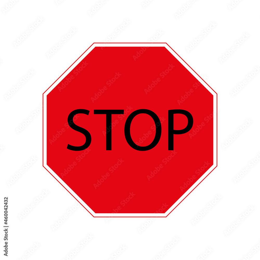 Red stop sign. Warning road icon. Information concept. Traffic Laws. Message mark. Vector illustration. Stock image. Red stop sign. Warning road icon. Information concept. Traffic Laws. Message mark. Vector illustration. Stock image.