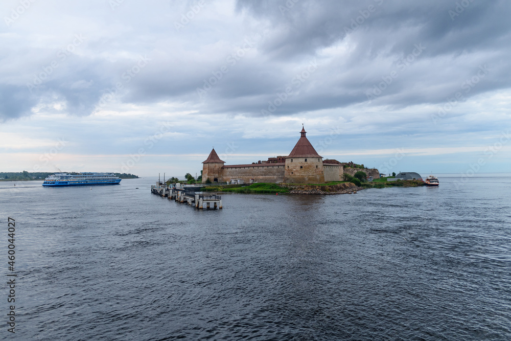 View of the Shlisselburg fortress from the cruise ship.